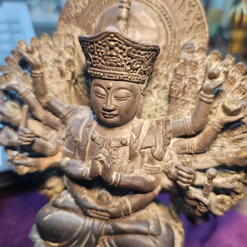 [BUNJANG] Handcrafted Thousand-Armed Kuan Yin Metal Statue (Approx. 21cm) / 천수천안관세음보살 (수공예) 약 21cm
