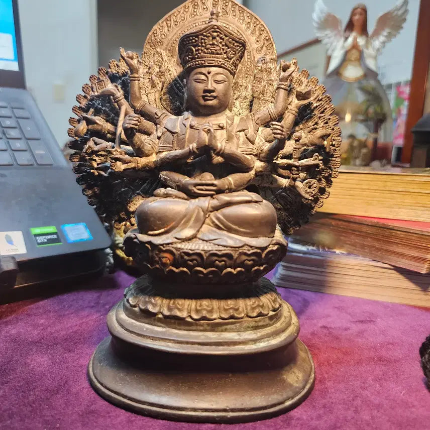 [BUNJANG] Handcrafted Thousand-Armed Kuan Yin Metal Statue (Approx. 21cm) / 천수천안관세음보살 (수공예) 약 21cm