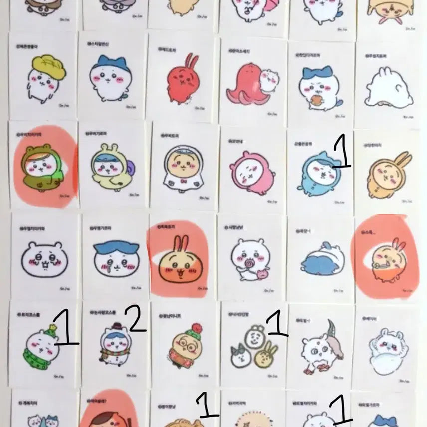 [BUNJANG] Monjargwi Chiikawa Sticker Set (Series 1, 2, 3) - Hachiware &amp; Usagi / 먼작귀 치이카와 띠부씰 1탄 2탄 3탄 교환 및 판매 하치와레 우사기
