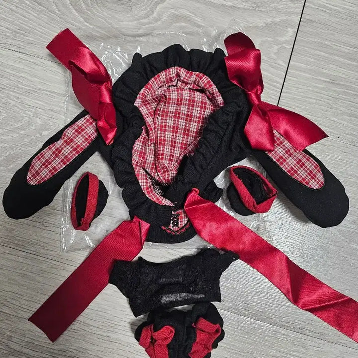 [BUNJANG] 20cm Cotton Doll Outfit - Sleep in Heaven Sweet Dream Angel (Devil Bunny) Red / 20cm 20깅 솜인형 의상 옷 슬립 인 헤븐 스윗드림엔젤 악몽펑크 (데빌버니) 레드