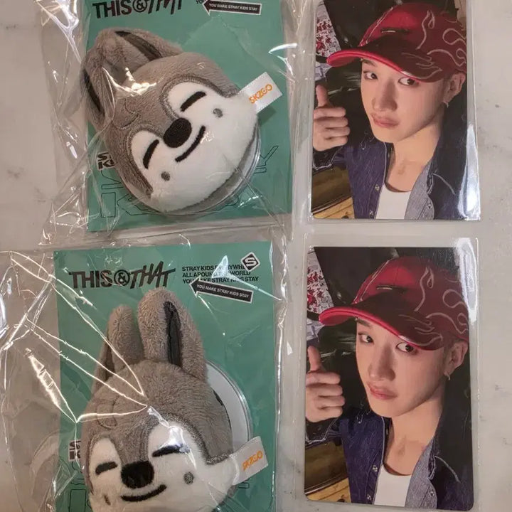 [BUNJANG] Stray Kids SKZOO Bang Chan Wolf Chan Magnetic Holder Grip Tok with Photocard / 스트레이키즈 스키주 울프찬 방찬 팝업 마그네틱 홀더 그립톡 포카포함