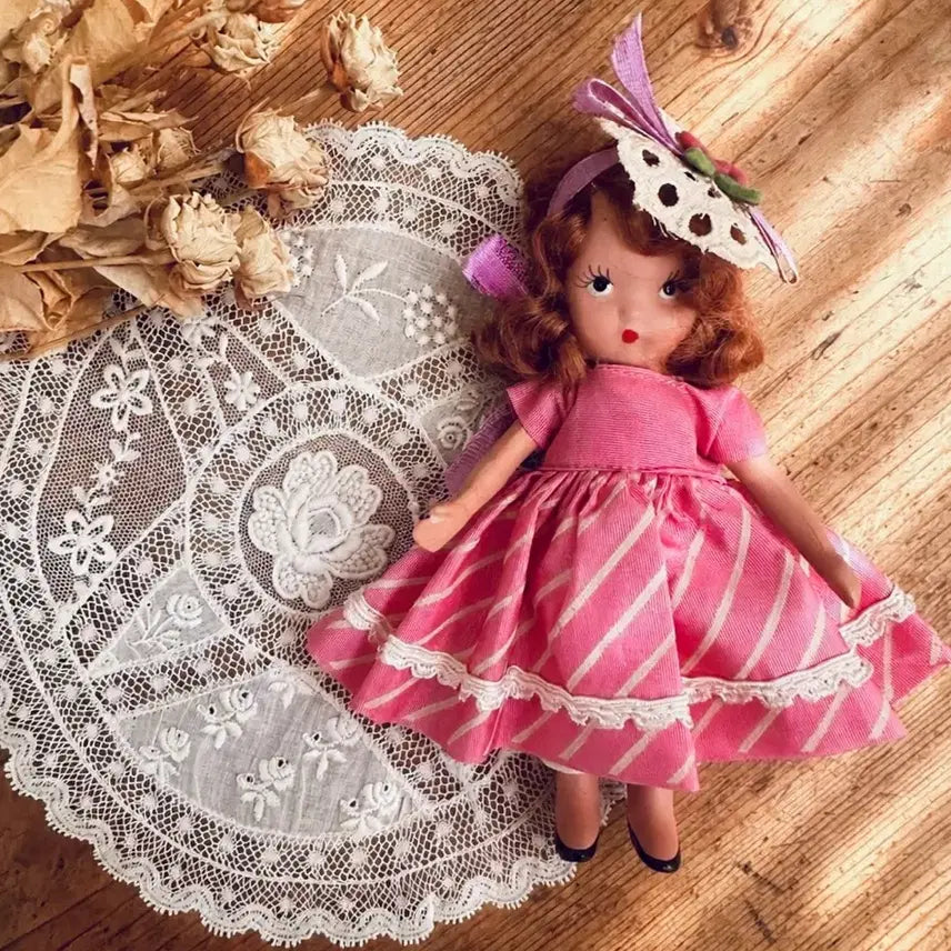 [BUNJANG] Antique Bisque Doll Nancy 14cm Handmade Vintage / 앤틱 비스크인형 낸시 핑크핑크