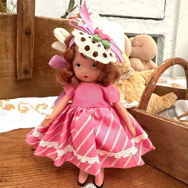 [BUNJANG] Antique Bisque Doll Nancy 14cm Handmade Vintage / 앤틱 비스크인형 낸시 핑크핑크