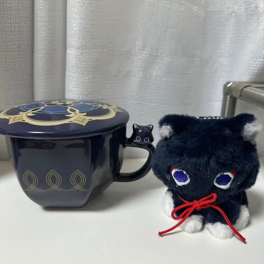 [BUNJANG] Genshin Impact Scaramouche Cat Megacoffee Mug &amp; Plush / 원신 방랑자 스카라무슈 고양이 메가커피 컵 머그컵 누이 인형 미호요 호요랜드