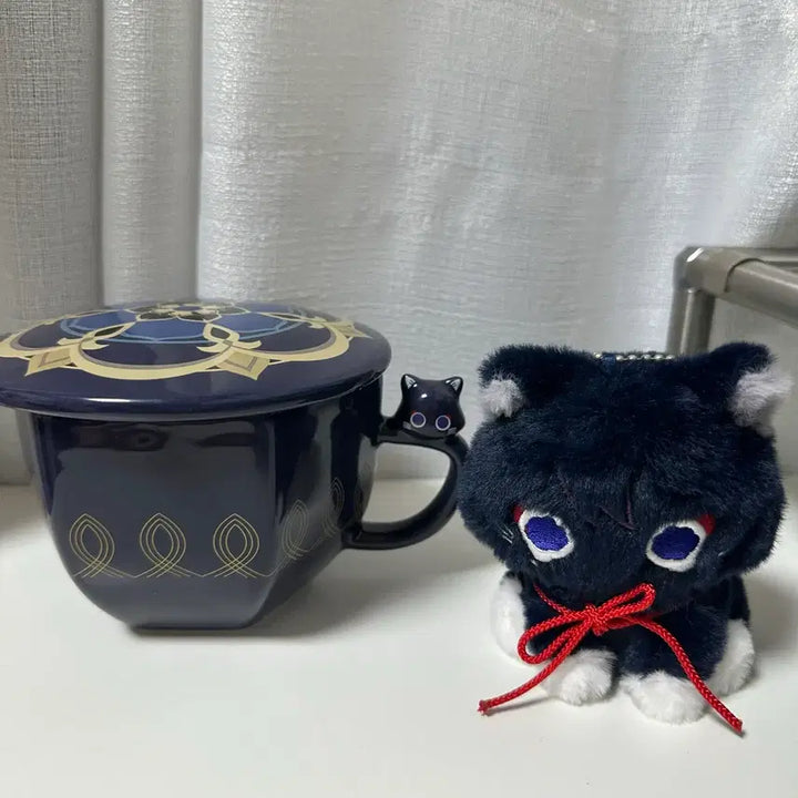 [BUNJANG] Genshin Impact Scaramouche Cat Megacoffee Mug &amp; Plush / 원신 방랑자 스카라무슈 고양이 메가커피 컵 머그컵 누이 인형 미호요 호요랜드