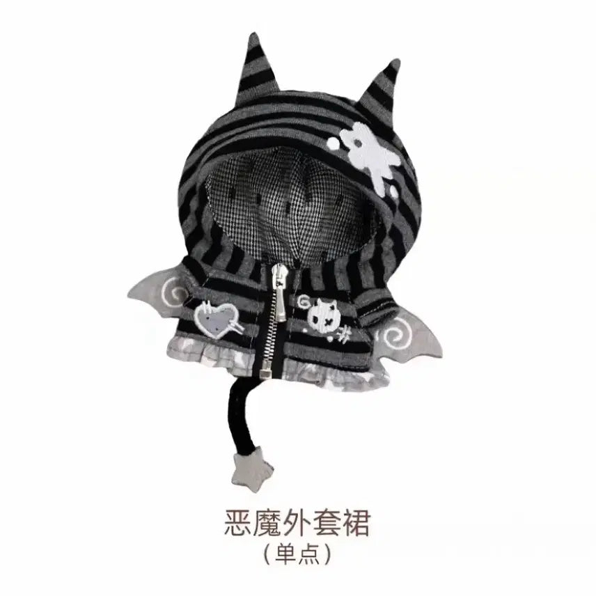 [BUNJANG] 10cm Doll Clothes Black Y2K Idol Outfit Set / 10cm 인형옷 솜인형옷 누이 의상 세트 검정 y2k 아이돌 블랙