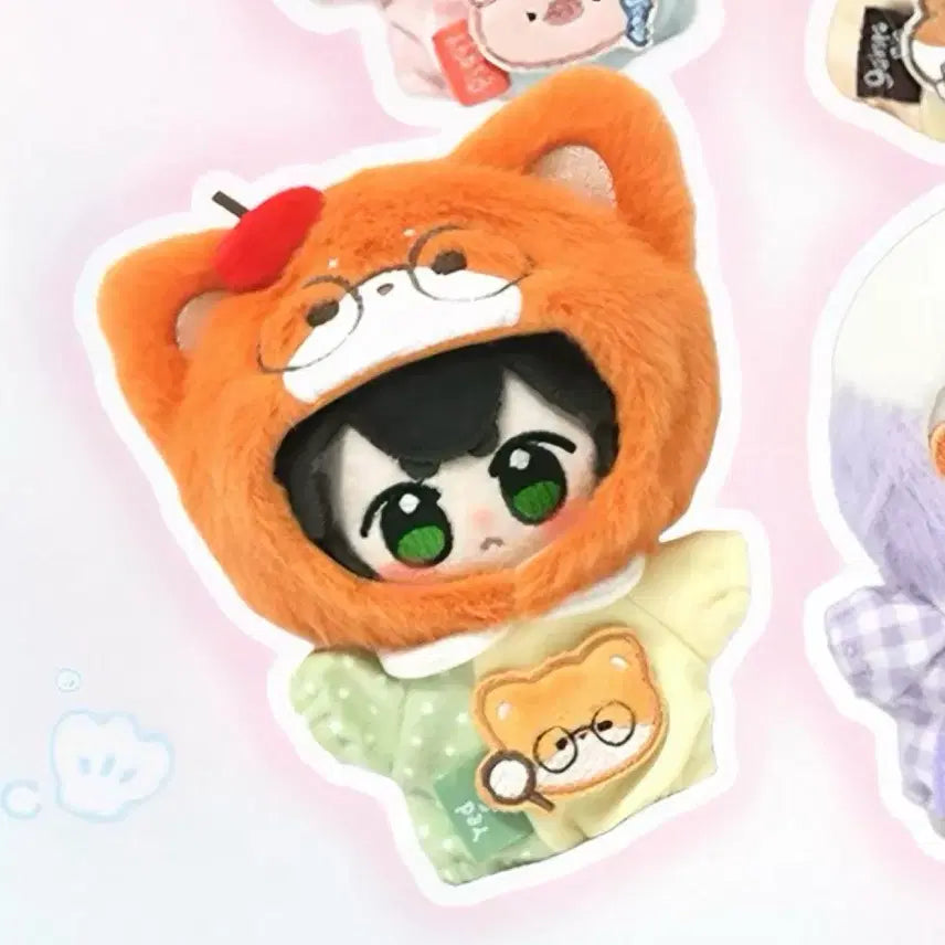 [BUNJANG] 10cm Doll Clothes Fox Apple Orange Outfit Set / 10cm 인형옷 솜인형옷 누이 의상 세트 여우 사과 주황색