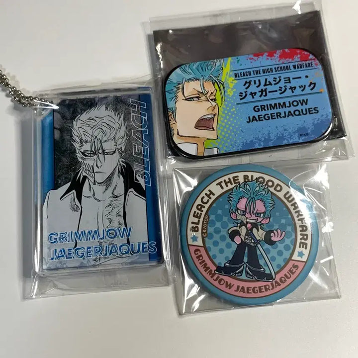 [BUNJANG] Bleach Grimmjow Domino-Style Acrylic Block &amp; Can Badge Set / 블리치 그림죠 도미노풍 아크릴 블럭 캔뱃지 호정고교