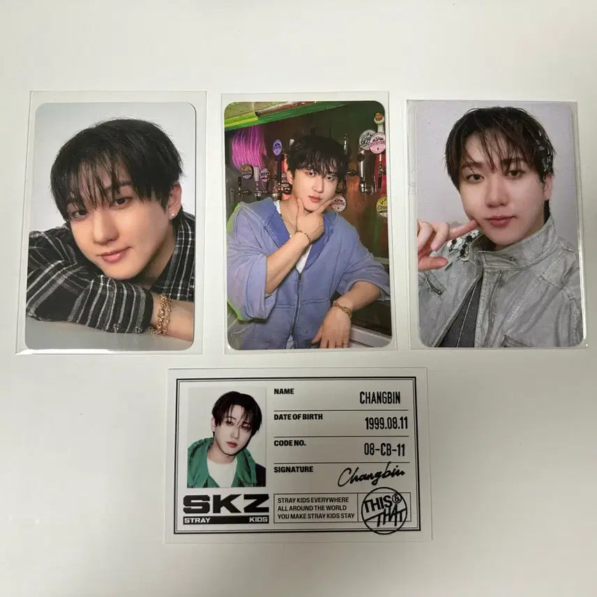 [BUNJANG] Stray Kids This&amp;That Changbin Photocard Bundle Set / StrayKids 스트레이키즈 스키즈 This&amp;That 디스앤댓 팝업 특전 + 블드미 특전 + 사웨 럭드 미공포 + 아이디카드 창빈 포카 일괄