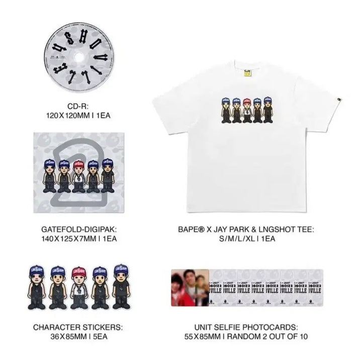 [BUNJANG] A Bathing Ape x Jay Park Longshot Mixtape Set T-Shirt (2XL) / 베이프*롱샷*박재범 티셔츠 믹스테이프 세트 (2xl)