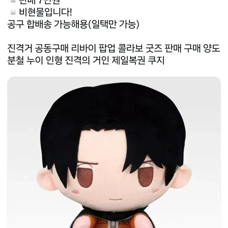 [BUNJANG] Attack on Titan Ichiban Kuji Selection and Outcome Last One Prize Levi Chocokono Nendoroid Plush / 진격의거인 이치방쿠지 선택과 결과 라스트원상 리바이 초코노코 누이구루미