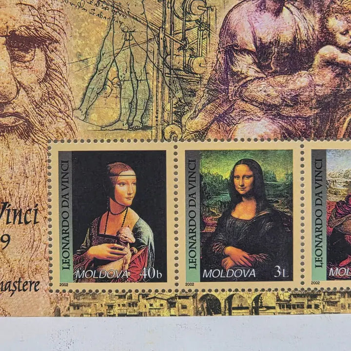 [BUNJANG] Leonardo da Vinci Mona Lisa Madonna and Child Stamp Set / 레오나르도 다빈치 우표 모나리자 우표 성모자상