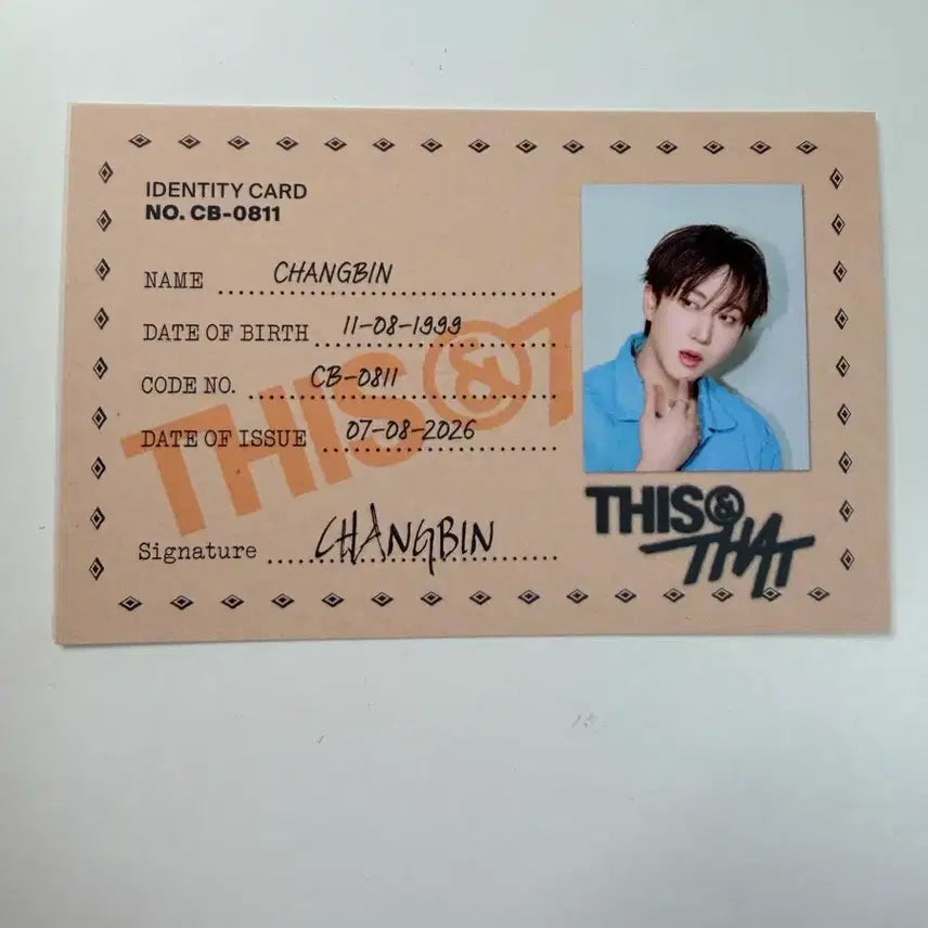 [BUNJANG] Stray Kids Changbin THIS &amp; THAT ID Card / 스트레이 키즈 디스앤댓 THAT ver. 창빈 ID카드