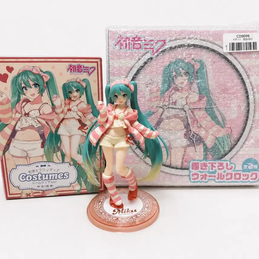 [BUNJANG] Hatsune Miku Roomwear Version Figure + Wall Clock Set / 하츠네미쿠 룸웨어 벽시계 +피규어 세트판매