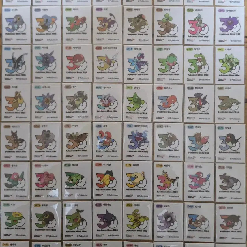 [BUNJANG] Pokemon 30th Anniversary New Logo Sticker Set / 포켓몬띠부씰 30주년 신상로고씰팜(상시재업)