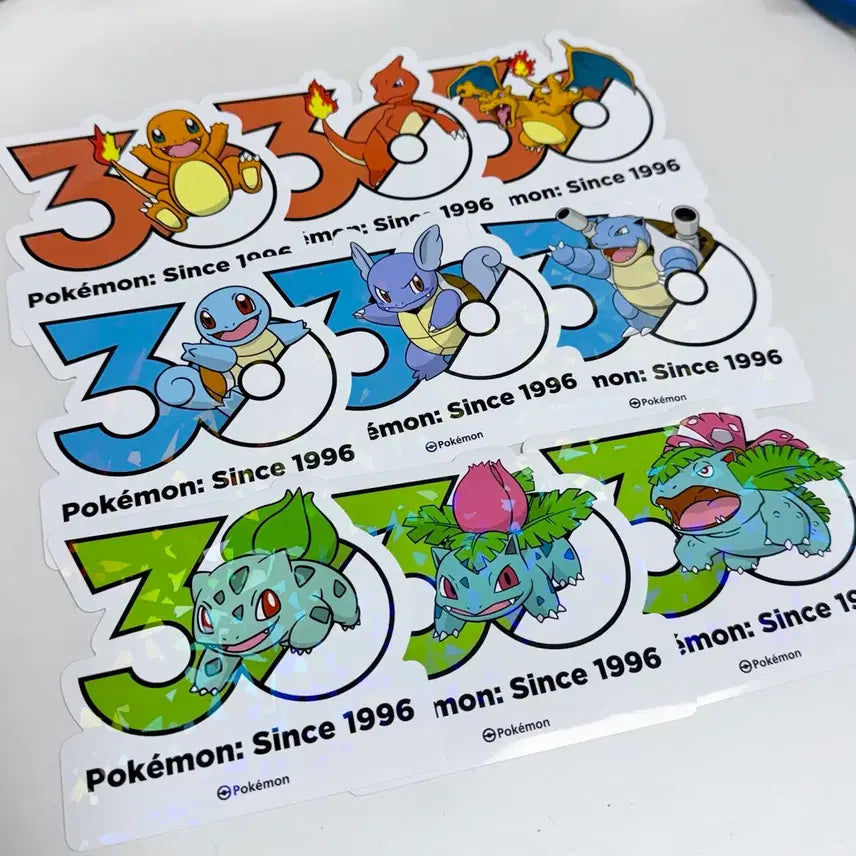 [BUNJANG] Pokemon 30th Anniversary Logo Sticker Set - 50 pcs / (50장)포켓몬 30주년로고스티커 이상해씨 꼬부기 파이리 이상해꽃 거북왕 리자몽