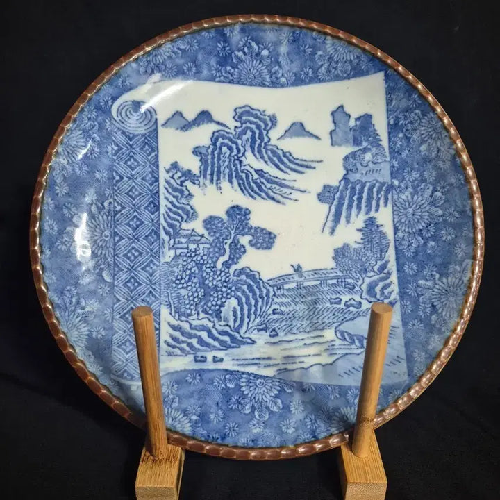 [BUNJANG] Blue-and-White Porcelain Landscape Plate / 청화 백자 산수화 접시 반