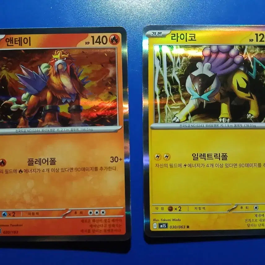 [BUNJANG] Entei and Raikou Legendary Pokemon Card Bundle Set / 전설의 포켓몬 카드 엔테이 라이코 2장 일괄