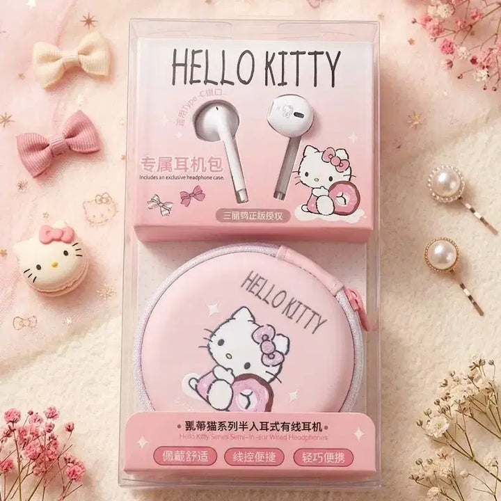 [BUNJANG] Hello Kitty Wired Earphone Pouch Pink / 헬로키티 이어폰 +파우치세트 새상품