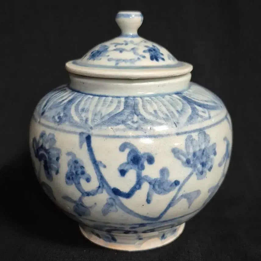[BUNJANG] Chinese Blue and White Porcelain Tea Caddy with Lid / 중국도자기 청화 백자 유개호 차통 단지 차호