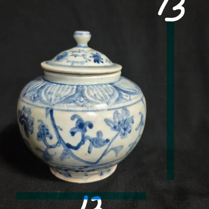 [BUNJANG] Chinese Blue and White Porcelain Tea Caddy with Lid / 중국도자기 청화 백자 유개호 차통 단지 차호