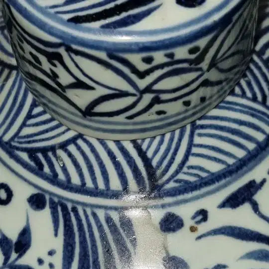 [BUNJANG] Blue and White Porcelain Freshwater Fish Octagonal Jar / 청화백자 담수 초어문 팔각유개 매병 높37지21 중국도자기 고도자 골통품