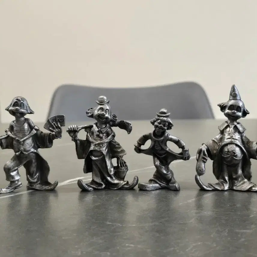 [BUNJANG] Vintage Pewter Pierrot Figurine Set of 4 / 빈티지 주석 삐에로 피규어 인형 4종 세트
