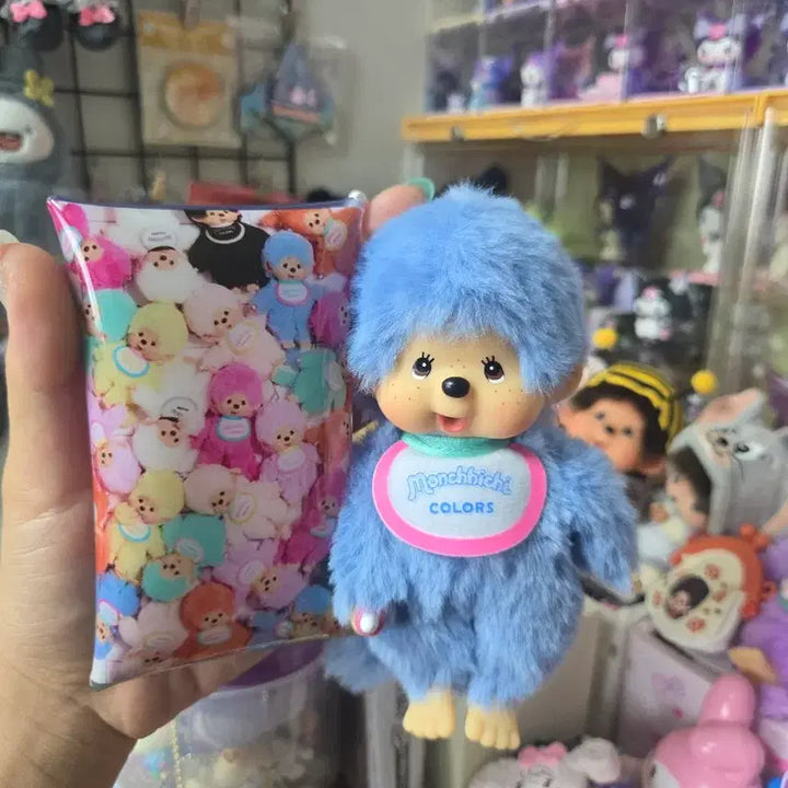 [BUNJANG] Monchhichi Colors Blue Carabiner PVC Pouch / 몬치치 컬러즈 블루,카라비너 pvc 파우치