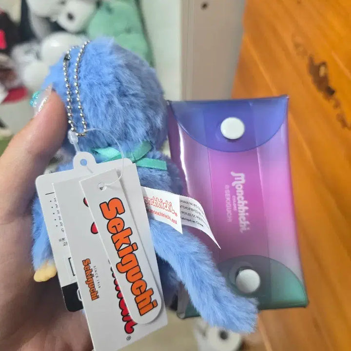 [BUNJANG] Monchhichi Colors Blue Carabiner PVC Pouch / 몬치치 컬러즈 블루,카라비너 pvc 파우치