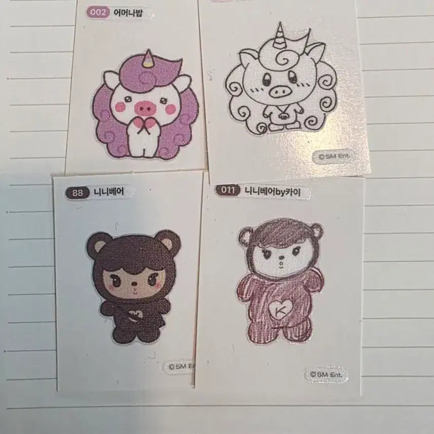 [BUNJANG] EXO Mungchizu Ddibusil Nini Bear + Bob 4 Types Bundle Set / EXO 엑소 뭉치즈 띠부실 니니베어 + 밥 4종