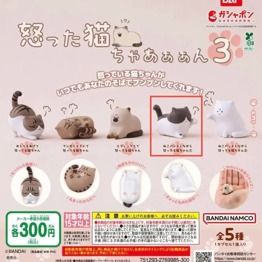 [BUNJANG] Bandai Angry Cat Figure Gacha Series 3 / 반다이 화난 고양이 피규어 가챠 3탄