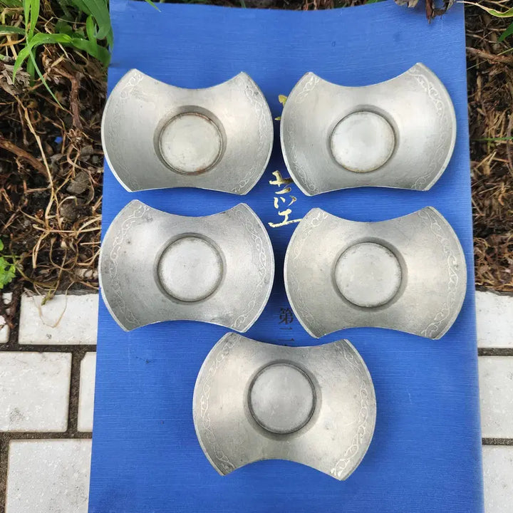 [BUNJANG] Meiji-do Matsukawa Pewter Tea Coaster Set (5 pcs) / 일본 고급 주석차탁(차받침) 마츠카와 명일당  5개
