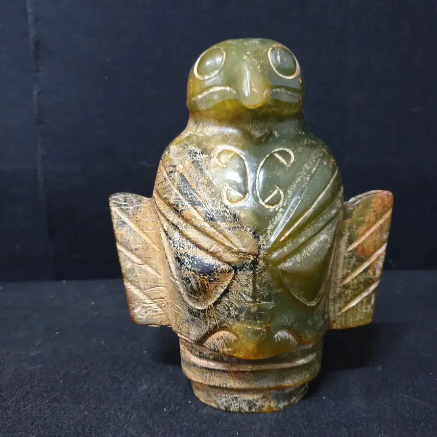 [BUNJANG] Antique Celadon Jade Owl Sculpture / (수원만물)고급 청옥 고옥 홍산옥기 삼성태상