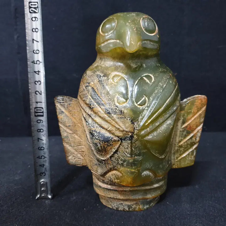 [BUNJANG] Antique Celadon Jade Owl Sculpture / (수원만물)고급 청옥 고옥 홍산옥기 삼성태상