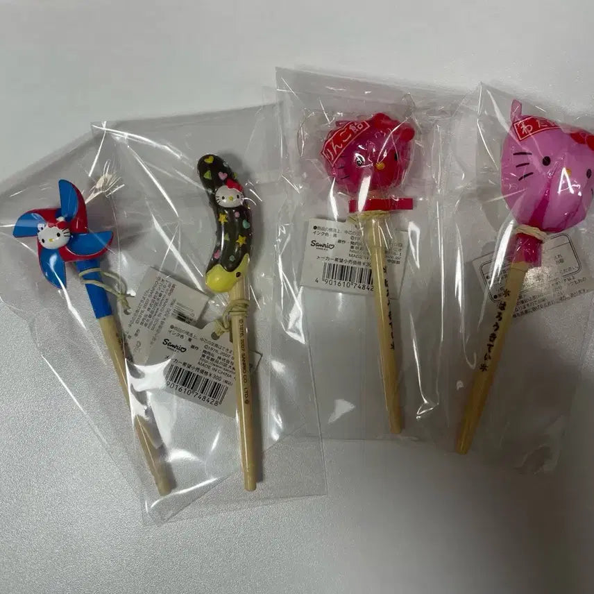 [BUNJANG] Vintage Hello Kitty Festival Series Ballpoint Pen Set / 고전키티 초코바나나 링고아메 솜사탕 볼펜 마츠리 야시장 축제키티