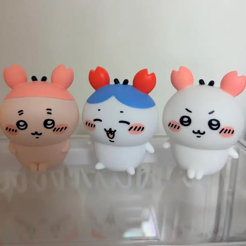 [BUNJANG] Chiikawa Hachiware Ushiki Momonga Kani Crab Headband Sofubi Figure Set (5 Types) / 치이카와 하치와레 우시기 모몽가 카니 꽃게 머리띠 소프비 피규어 5종 세트