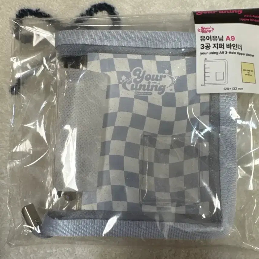 [BUNJANG] Youruning A9 3-Ring Zipper Binder Checkered / 유어유닝 A9 3공 지퍼 바인더 체크무늬