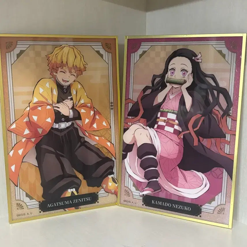 [BUNJANG] Demon Slayer Zenitsu Nezuko Acrylic Board Set with Photocard / 귀멸의 칼날 젠이츠 네즈코 아크릴 색지 젠이츠 피규어 포토카드 일괄