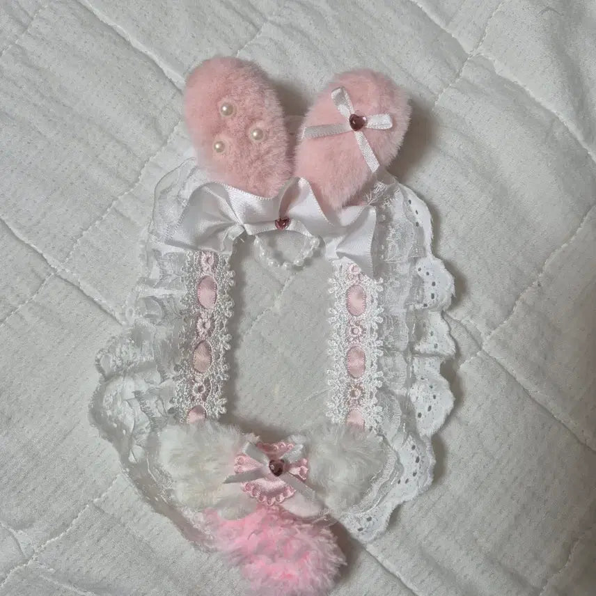 [BUNJANG] Rabbit Pink Lace Toploader Custom Decoration / 토끼 탑로더 양도 레이스 핑크 탑꾸
