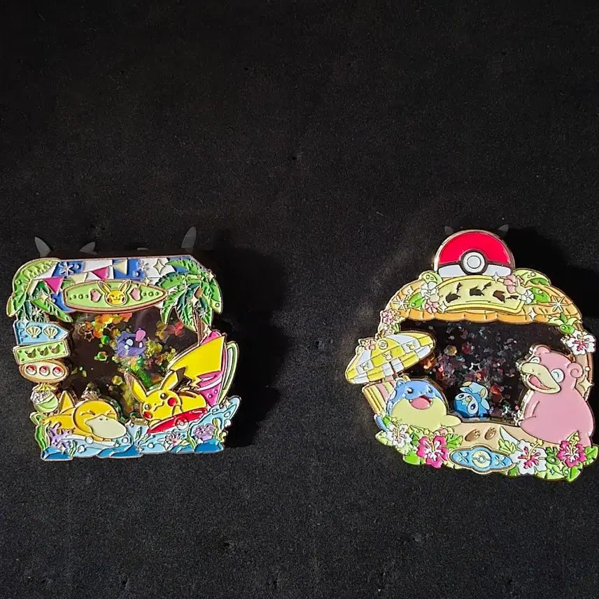 [BUNJANG] Pokemon Relaxing Vacation Glitter Badge Set (2 Types) / 포켓몬 느긋느긋 바캉스 글리터 뱃지 2종세트