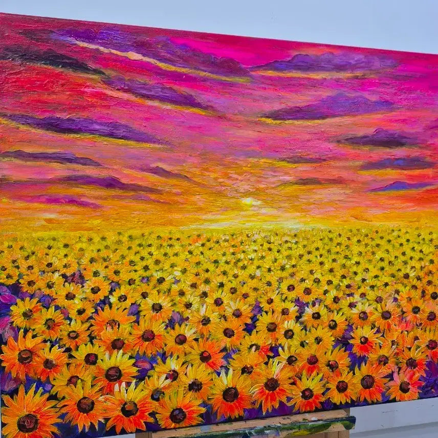 [BUNJANG] Sunflower Oil Painting on 20-count Canvas / 빛으로 물드는 시간의 해바라기. 그림