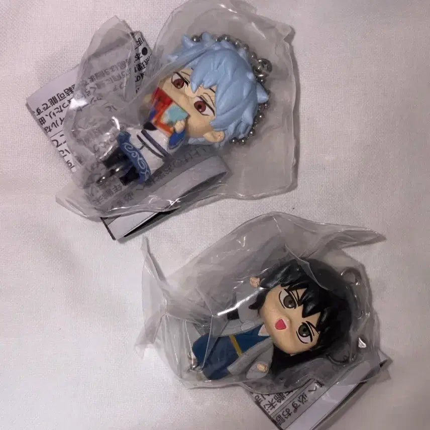 [BUNJANG] Gintama Gintoki &amp; Katsura Chara-Ani "Daigoya" Acrylic Keychain Charm Set / 은혼 긴토키 카츠라 대롱가챠 연결 마스코트 피규어 키링 가챠 2탄