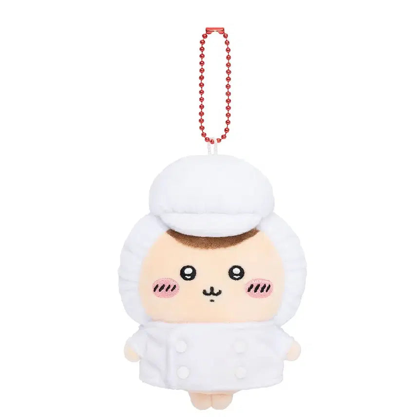 [BUNJANG] Chiikawa Restaurant Kitchen Staff Mascot Kurimanju Plush Keychain / 치이카와 레스토랑 주방 담당 마스코트 쿠리만쥬 인형 키링