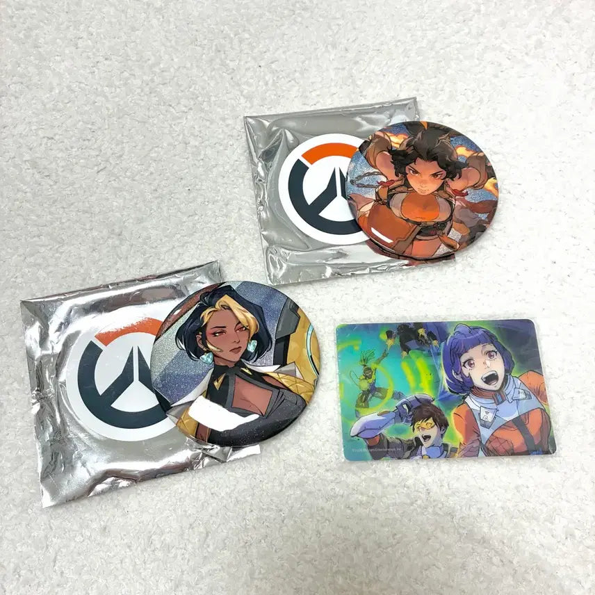 [BUNJANG] Overwatch Allian D.Va Can Badge Set + Junko Lucky Draw Photocard / 오버워치 안란, 도미나 캔뱃지 + 쿠지 주노 포토카드
