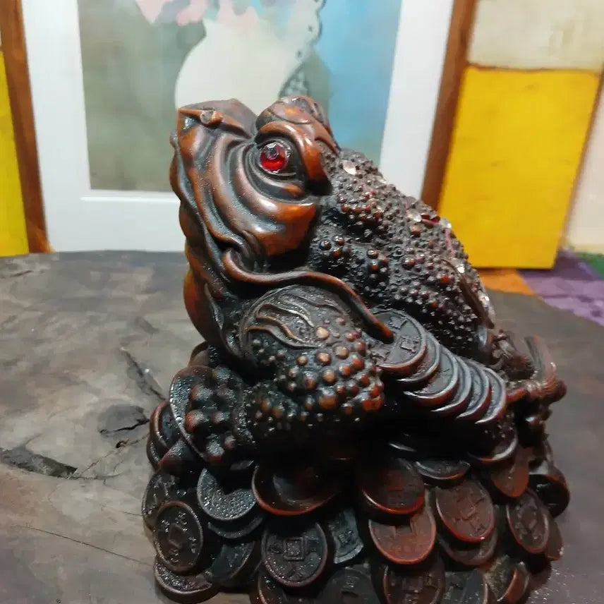 [BUNJANG] Feng Shui Golden Toad Ornament with Gold Coin Interior Decor / 금두꺼비 장식 풍수 금화 인테리어 소품