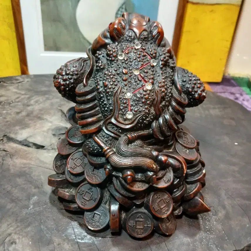[BUNJANG] Feng Shui Golden Toad Ornament with Gold Coin Interior Decor / 금두꺼비 장식 풍수 금화 인테리어 소품