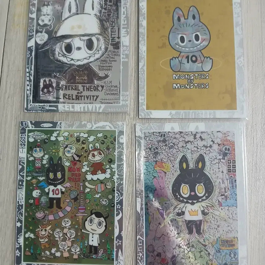 [BUNJANG] Tops Labubu Base Card 4 Types Illustration Set / 탑스 라부부 베이스카드 4종 일러스트 세트 판매합니다.