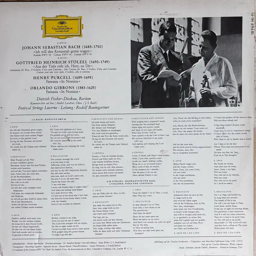 [BUNJANG] Dietrich Fischer-Dieskau Bach Cantata BWV 56 LP Deutsche Grammophon Yellow Tulip Label / 디트리히 피셔 디스카우 / 바흐 칸타타 BWV 56 LP