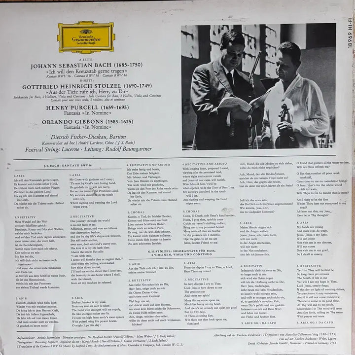 [BUNJANG] Dietrich Fischer-Dieskau Bach Cantata BWV 56 LP Deutsche Grammophon Yellow Tulip Label / 디트리히 피셔 디스카우 / 바흐 칸타타 BWV 56 LP