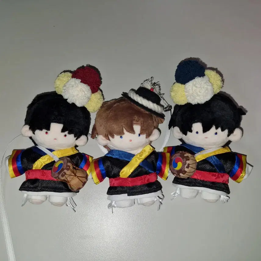 [BUNJANG] Ba-bu Agent Hyunmu 10cm Plush Set with Hanbok Outfit / 옷, 소품 포함 일괄) 괴담출근 현무 1팀 바부요원 바부재관 바부솔음 10cm 솜인형+연성술사 한복 세트